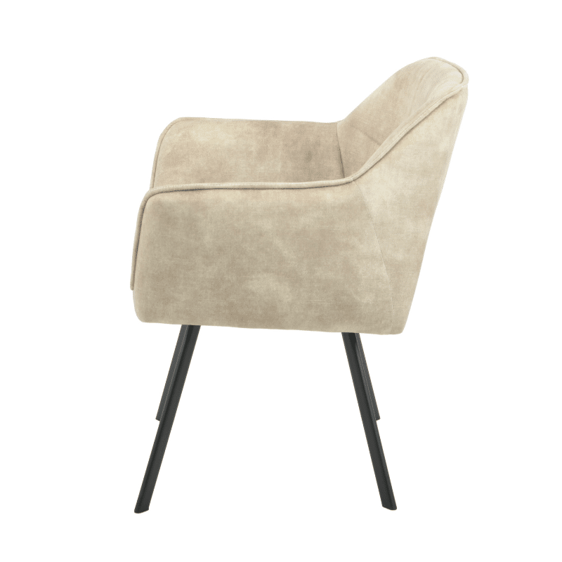 Starfurn Eetkamerstoel Emma Velvet Taupe Met Armleuning