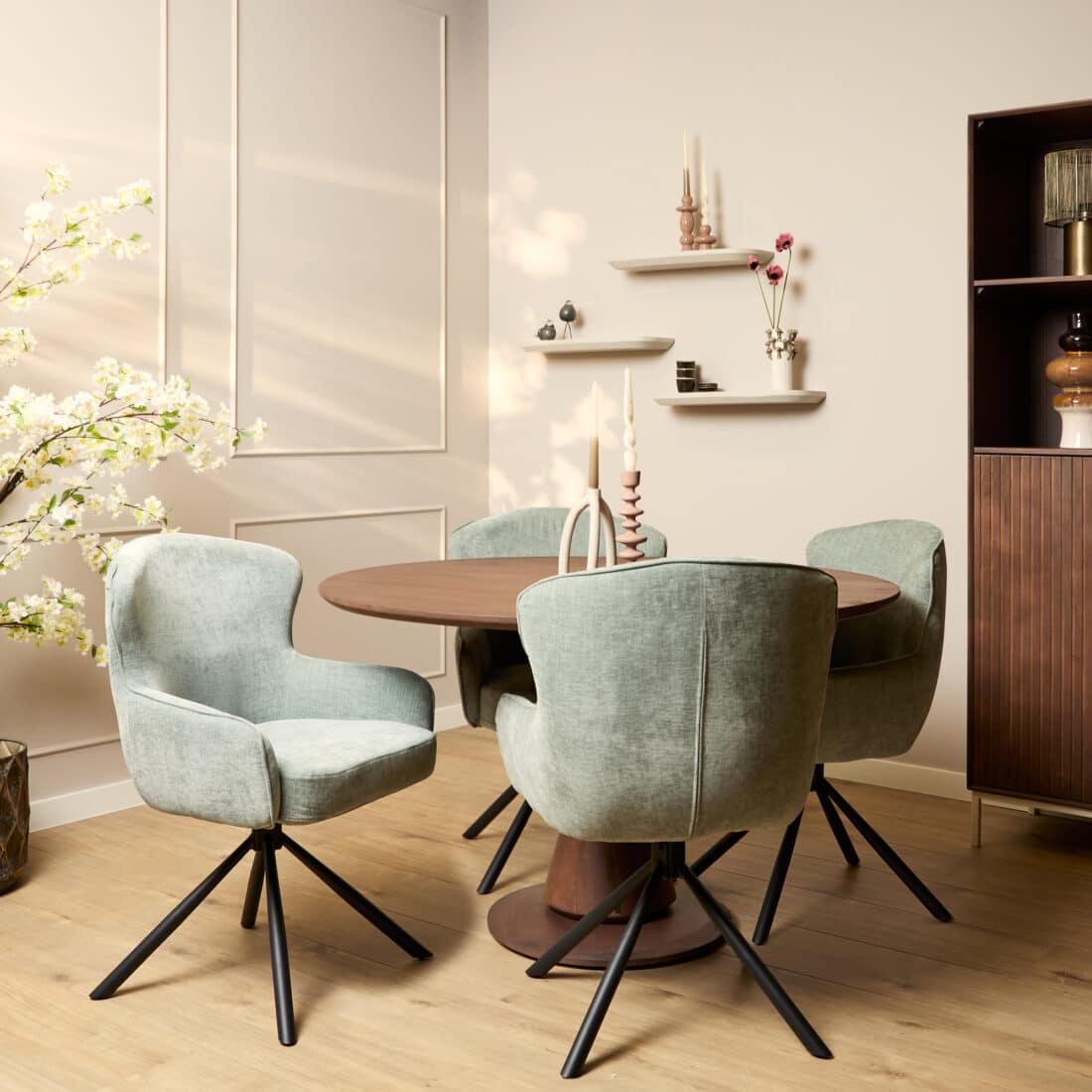 Starfurn Eetkamerstoel Hanna Water Green Met Armleuning