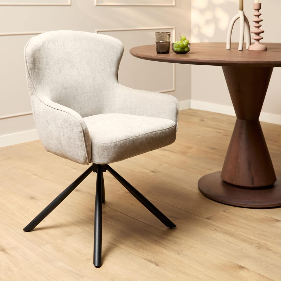 Starfurn Eetkamerstoel Hanna Beige Met Armleuning
