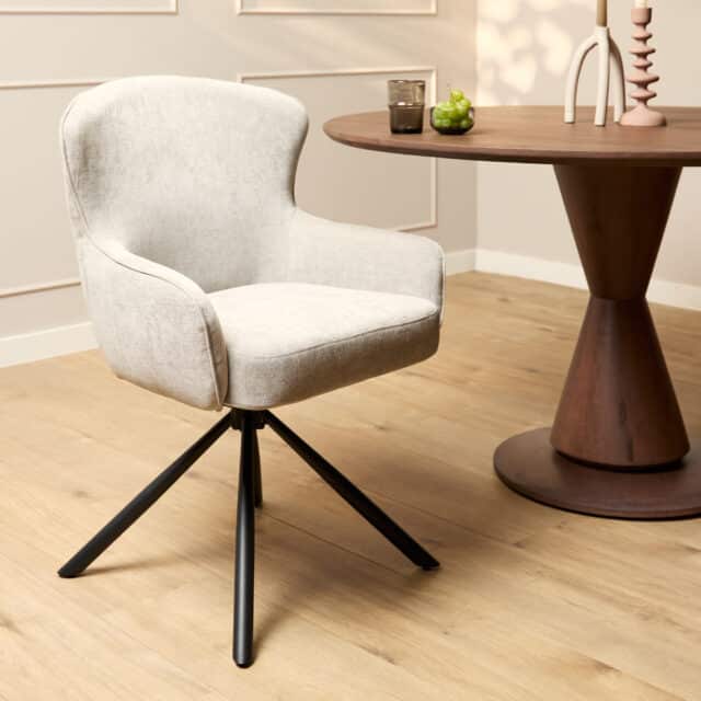 Starfurn Eetkamerstoel Hanna Beige Met Armleuning
