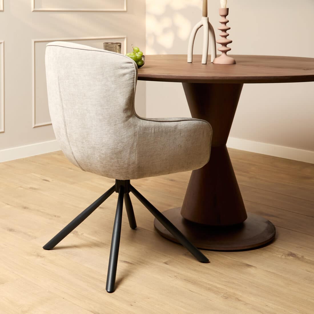 Starfurn Eetkamerstoel Hanna Beige Met Armleuning