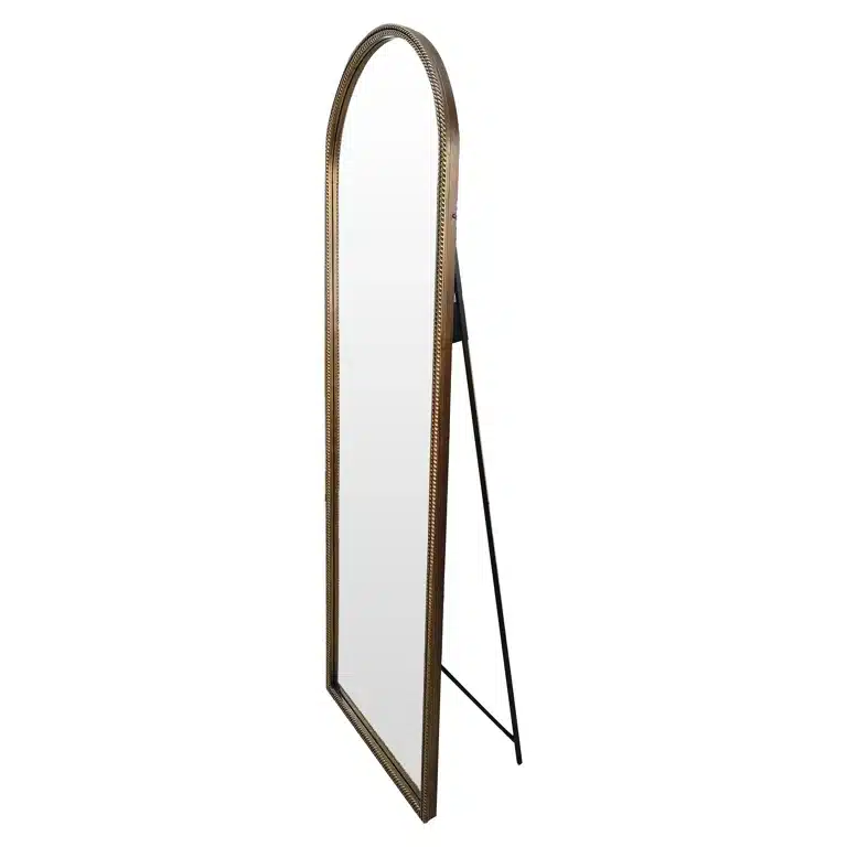 Zijkant Richmond Interiors spiegel Laurine met standaard 56x3,5x175 cm goud