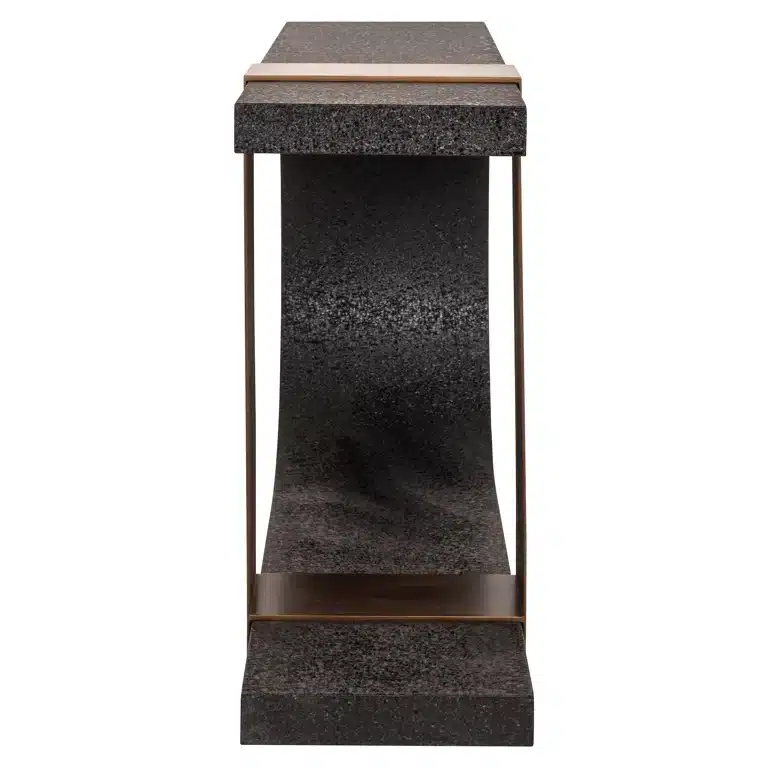 Zijkant Richmond Interiors wandtafel Bazel 150x36x76 cm metaal