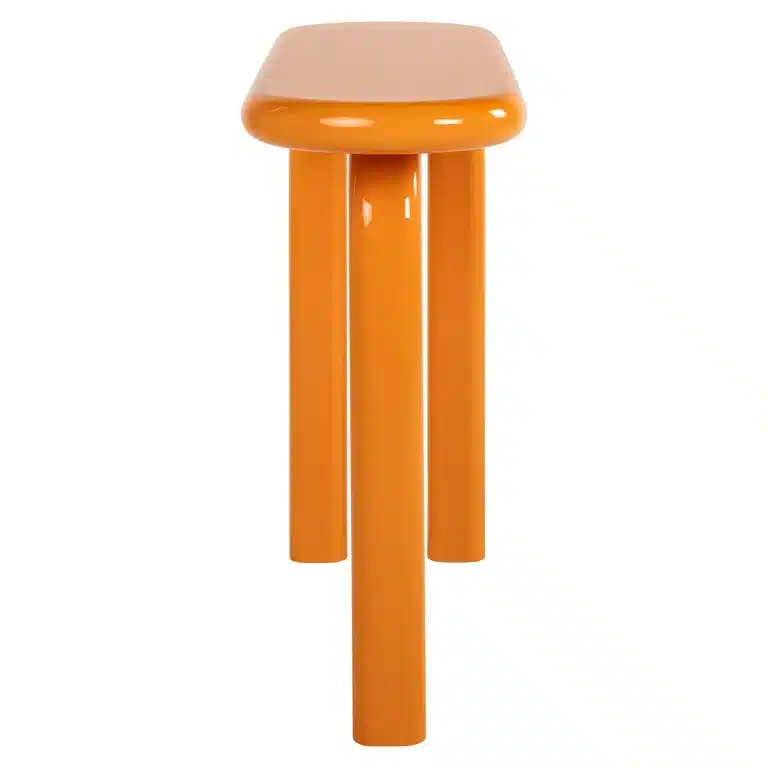 Zijkant Richmond Interiors wandtafel Rascal 120x35x80 cm oranje