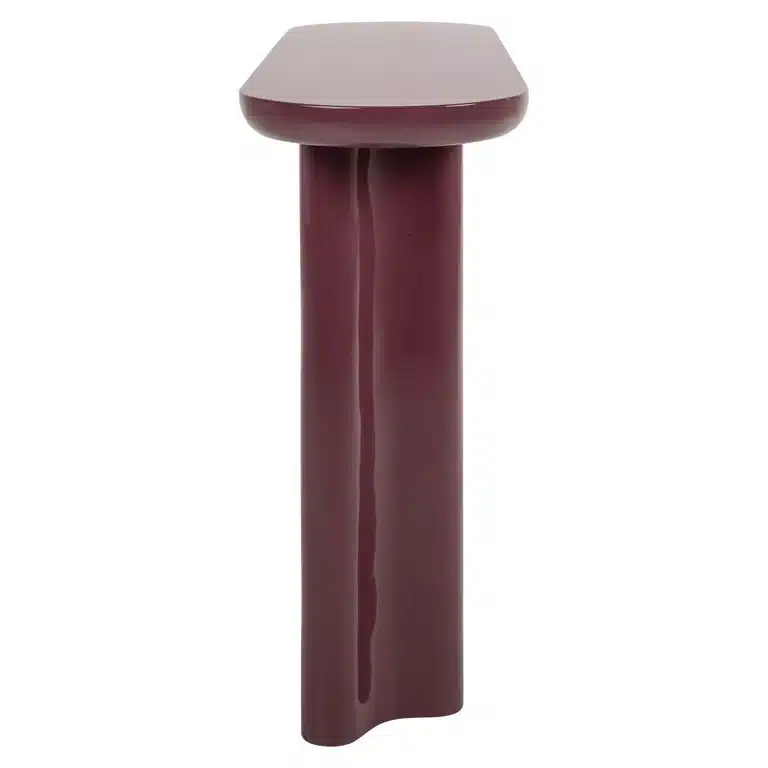 Zijkant Richmond Interiors wandtafel Sunny 120x35x80 cm burgundy