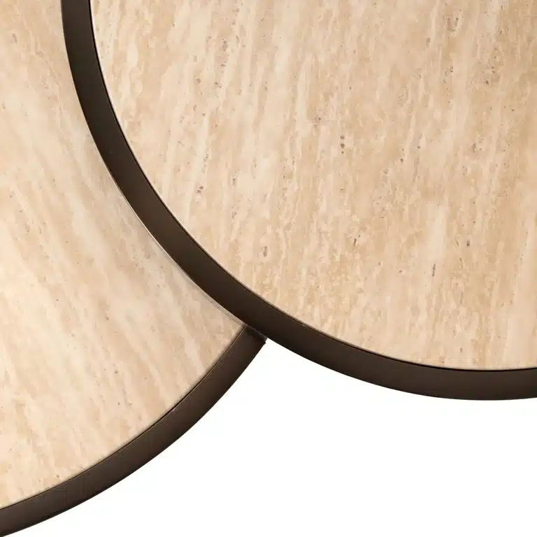 detailfoto Richmond Interiors salontafel Ronson 119x119x38,5 cm imitatie travertin (Set van 2)