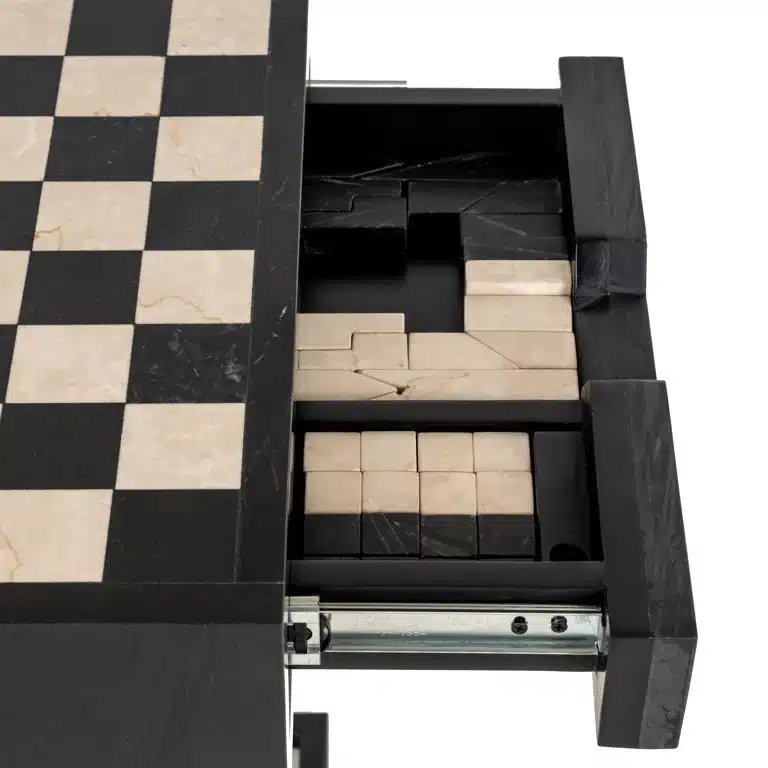 detailfoto Richmond Interiors schaaktafel Davos 44x44x62 cm zwart