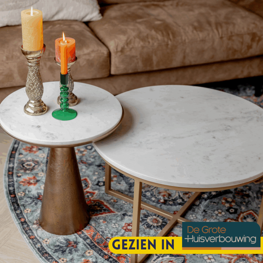 Starfurn Bijzettafel Essy White Marble 45 Cm