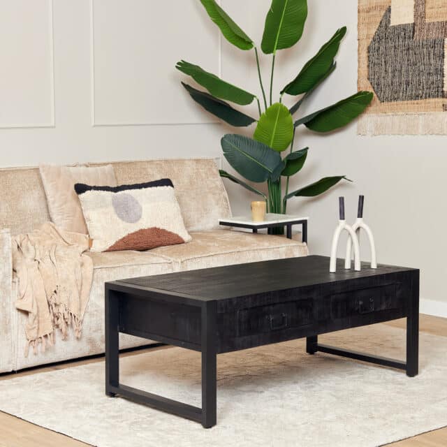 Starfurn Salontafel Boaz Black 120 Cm Twee Lades