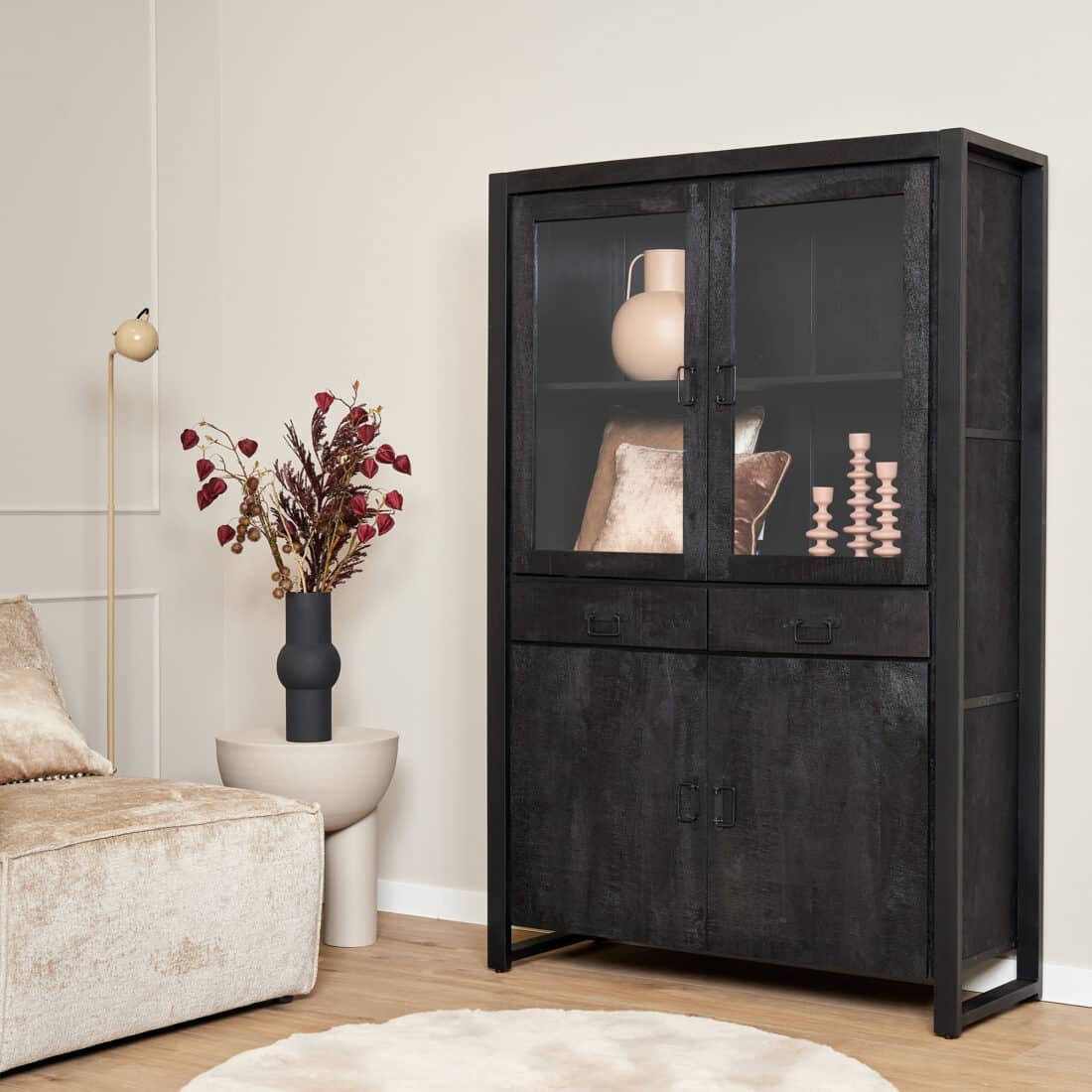 Starfurn Vitrinekast Boaz Black 115 Cm