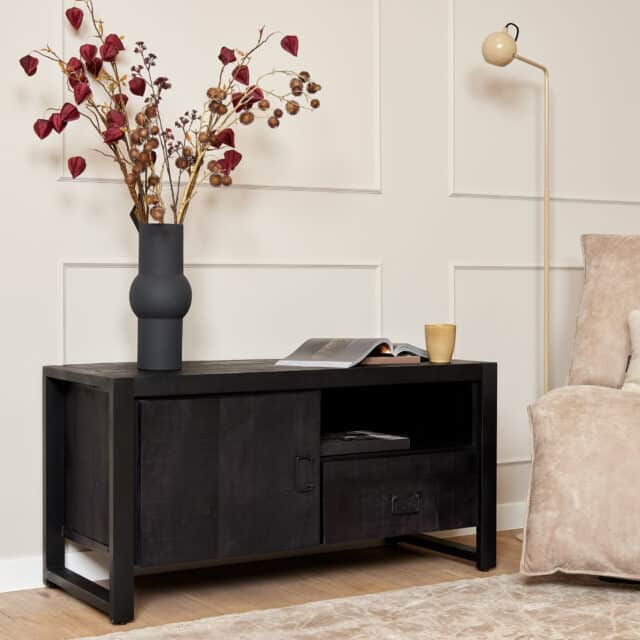 Starfurn Tv Meubel Boaz Black 110 Cm Met Deur En Lade