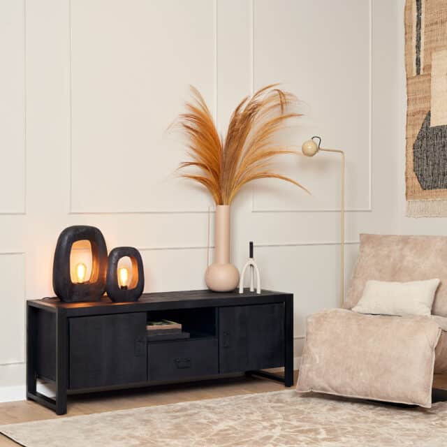 Starfurn Tv Meubel Boaz Black Met Deuren En Een Lade 150 Cm