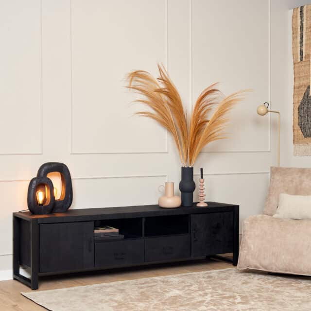 Starfurn Tv Meubel Boaz Black 200 Cm Met Deuren En Lades