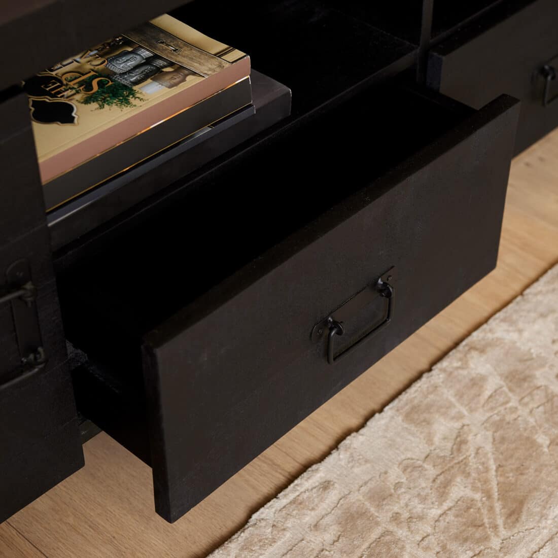 Starfurn Tv Meubel Boaz Black 200 Cm Met Deuren En Lades