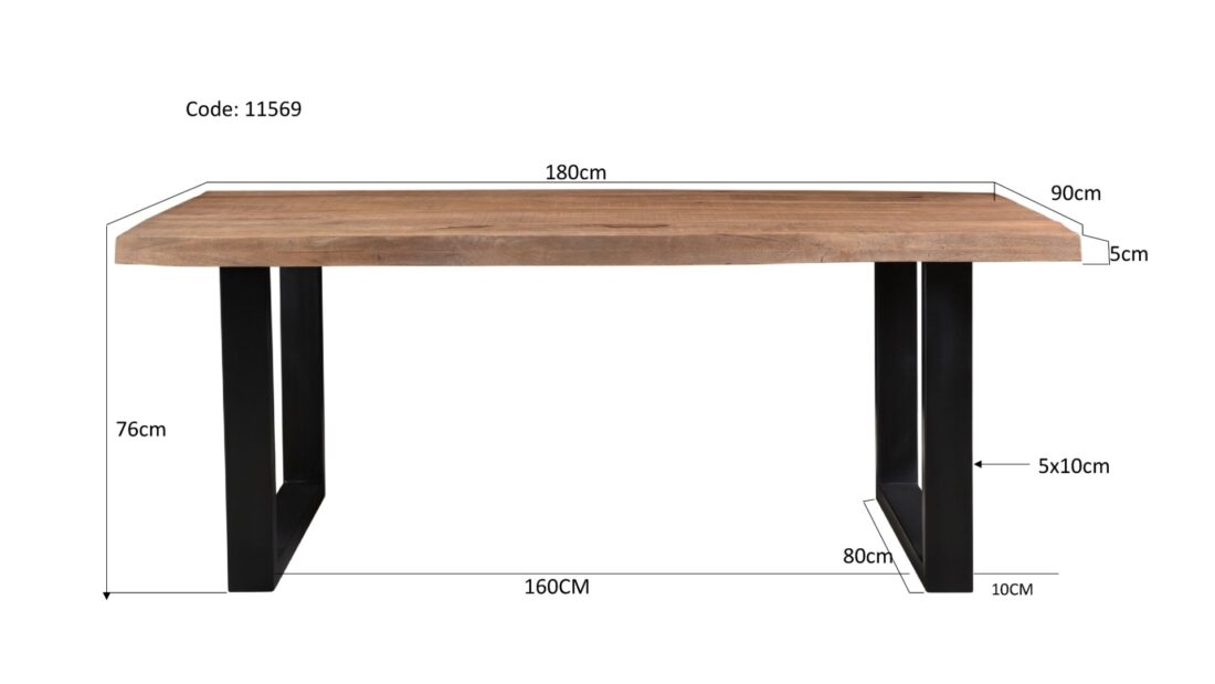 Livingfurn Eetkamertafels Sturdy Tree Top U 180 Cm