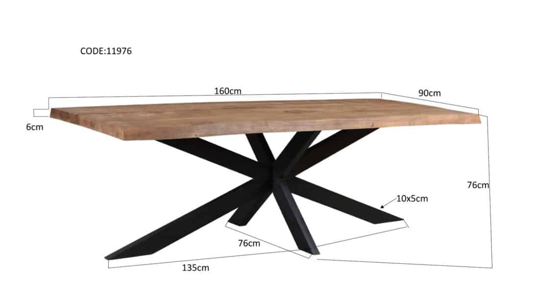 Livingfurn Eetkamertafels Sturdy Tree Top Spider 160 Cm