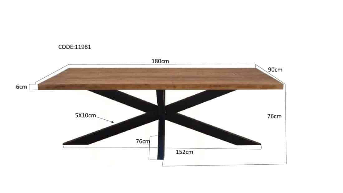 Livingfurn Eetkamertafels Sturdy Spider 180 Cm