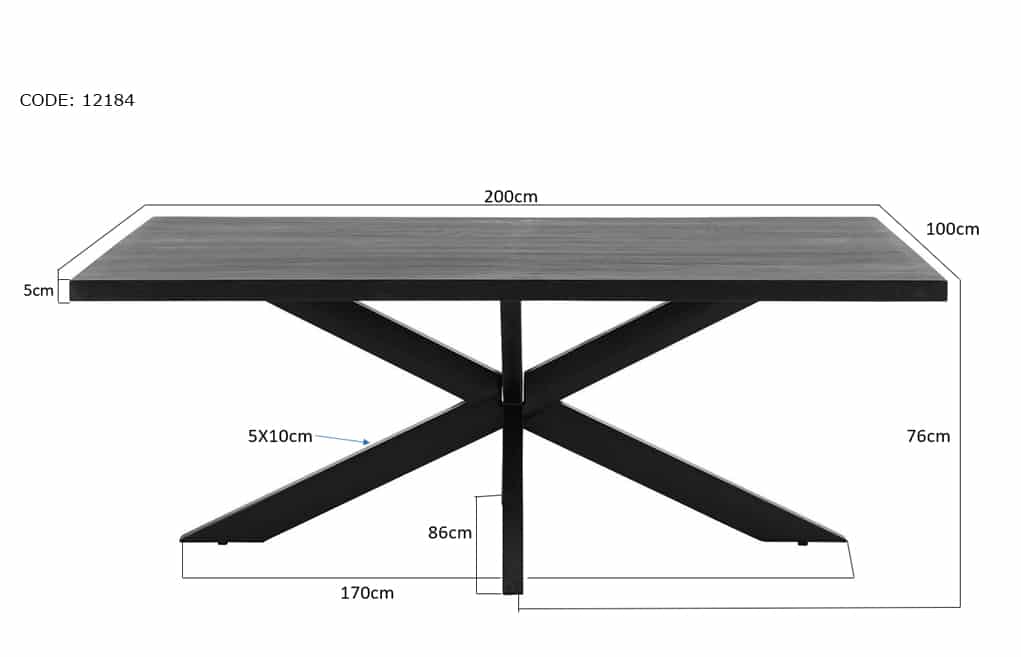 Livingfurn Eetkamertafels Kala Spider 200 Cm