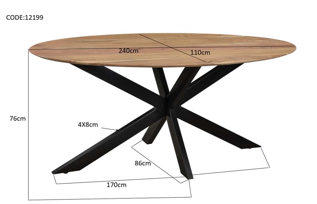 Livingfurn Eetkamertafels Oslo Oval Acasia 240 Cm