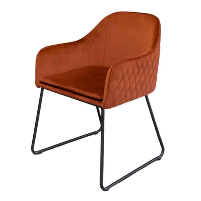 Livingfurn Eetkamerstoelen Benthe Rust Copper Velvet