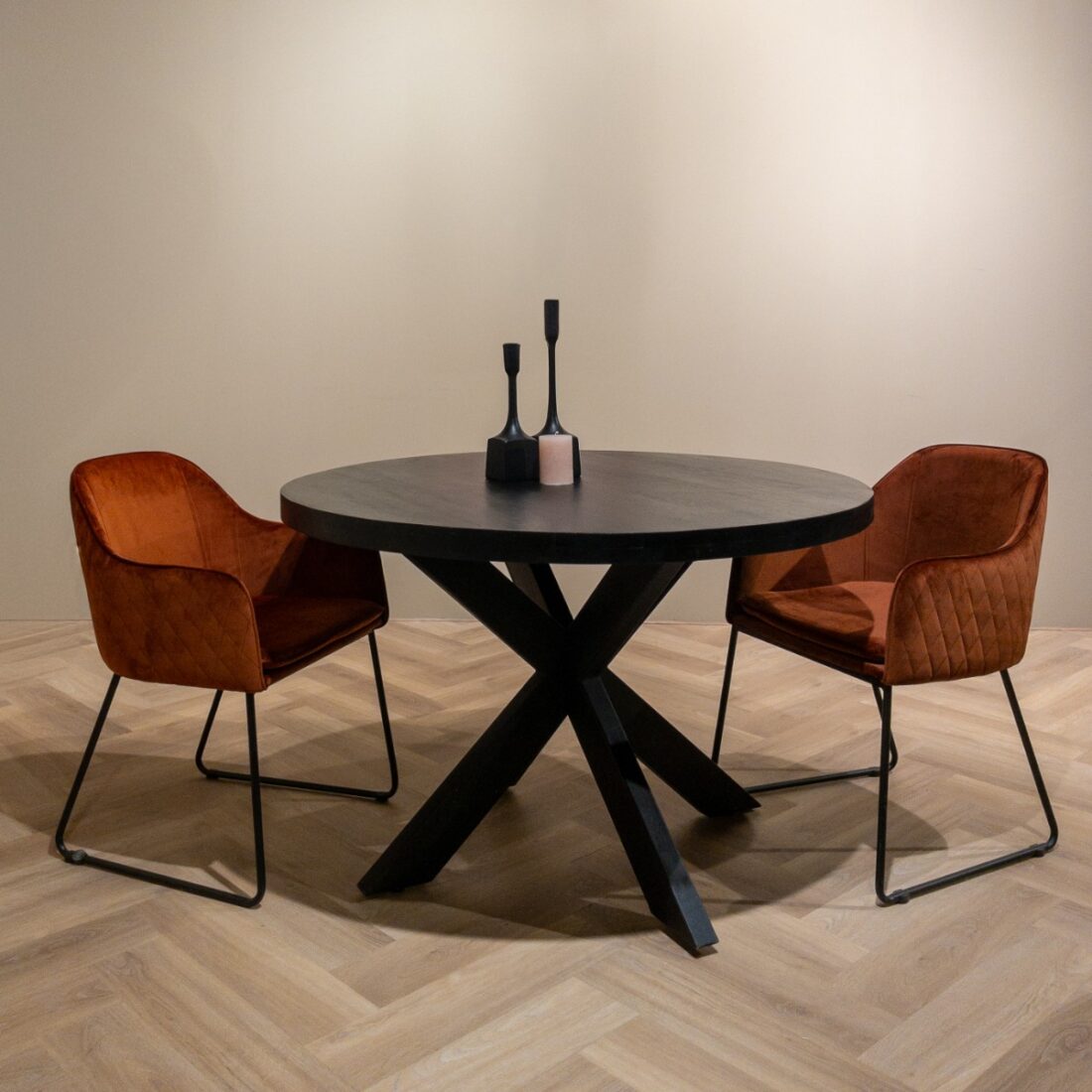 Livingfurn Eetkamerstoelen Benthe Rust Copper Velvet