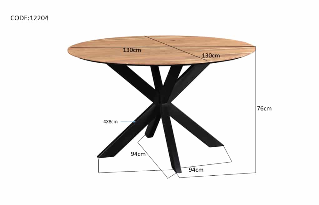 Livingfurn Eetkamertafels Oslo Round Acasia 130 Cm