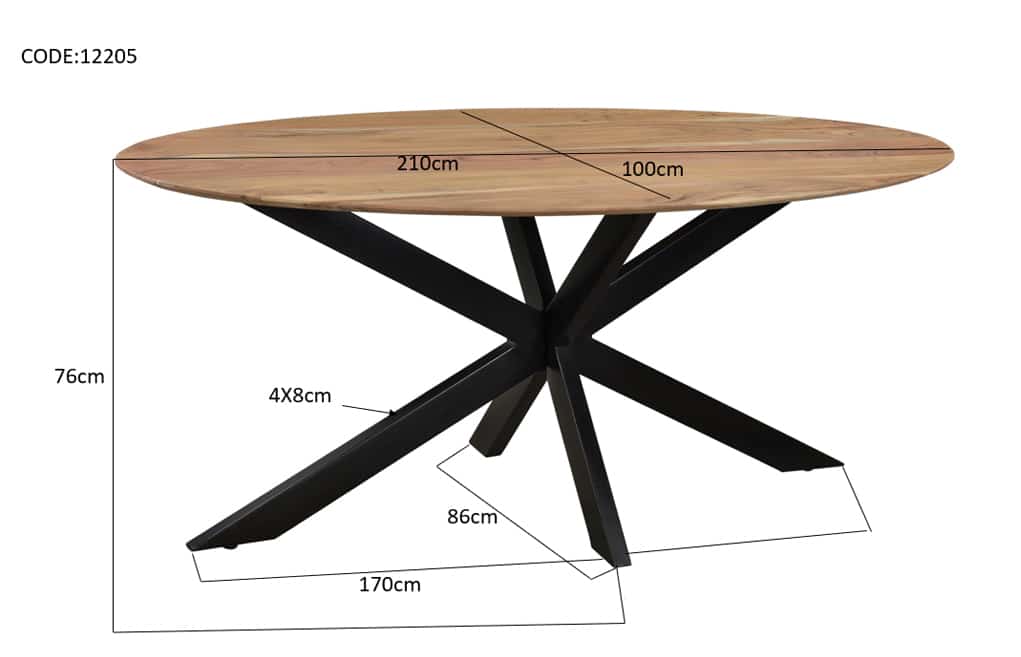 Livingfurn Eetkamertafels Oslo Oval Acasia 210 Cm
