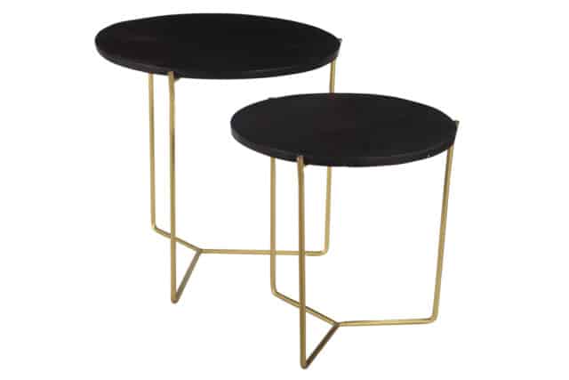 Livingfurn Bijzettafels Mason Black Brass Set Of 2