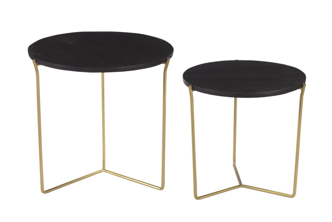Livingfurn Bijzettafels Mason Black Brass Set Of 2