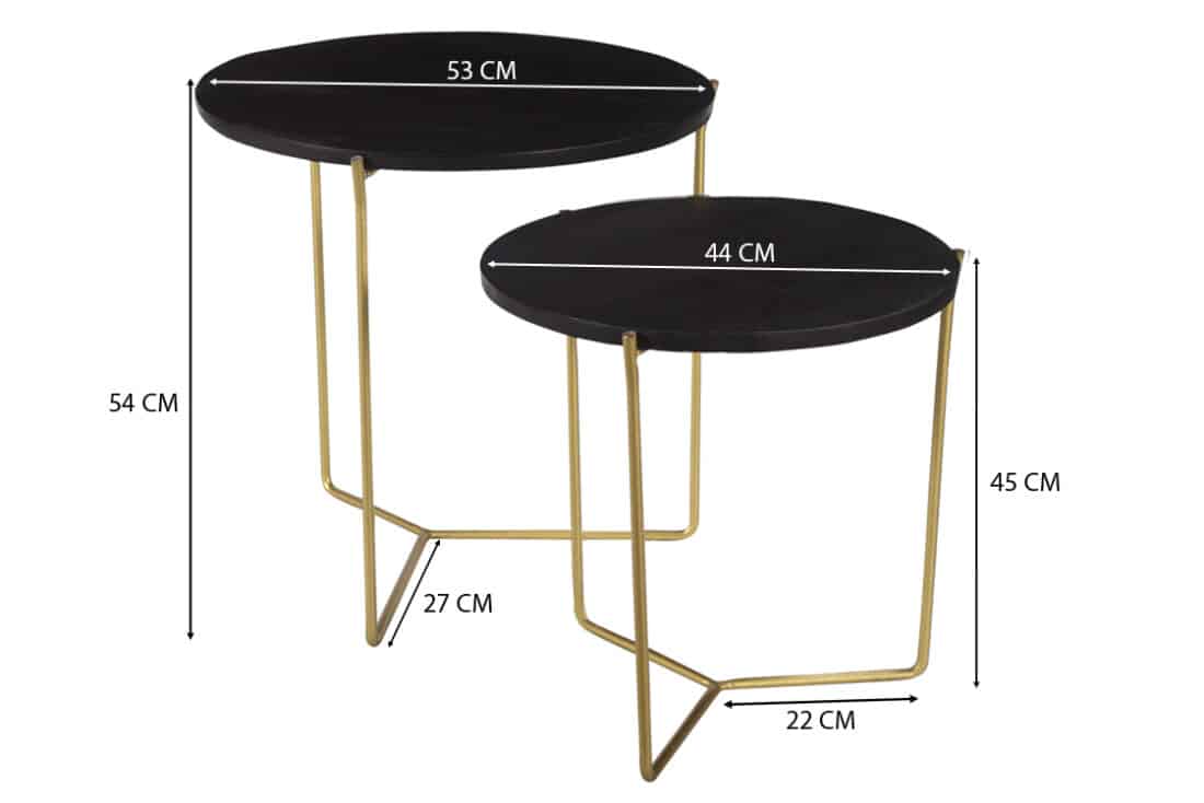 Livingfurn Bijzettafels Mason Black Brass Set Of 2