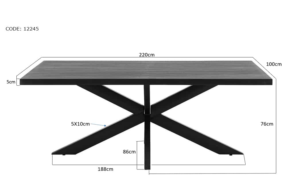 Livingfurn Eetkamertafels Kala Spider 220 Cm