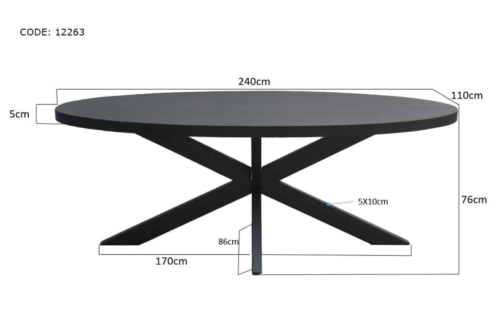 Livingfurn Eetkamertafels Kala Oval Spider 240 Cm