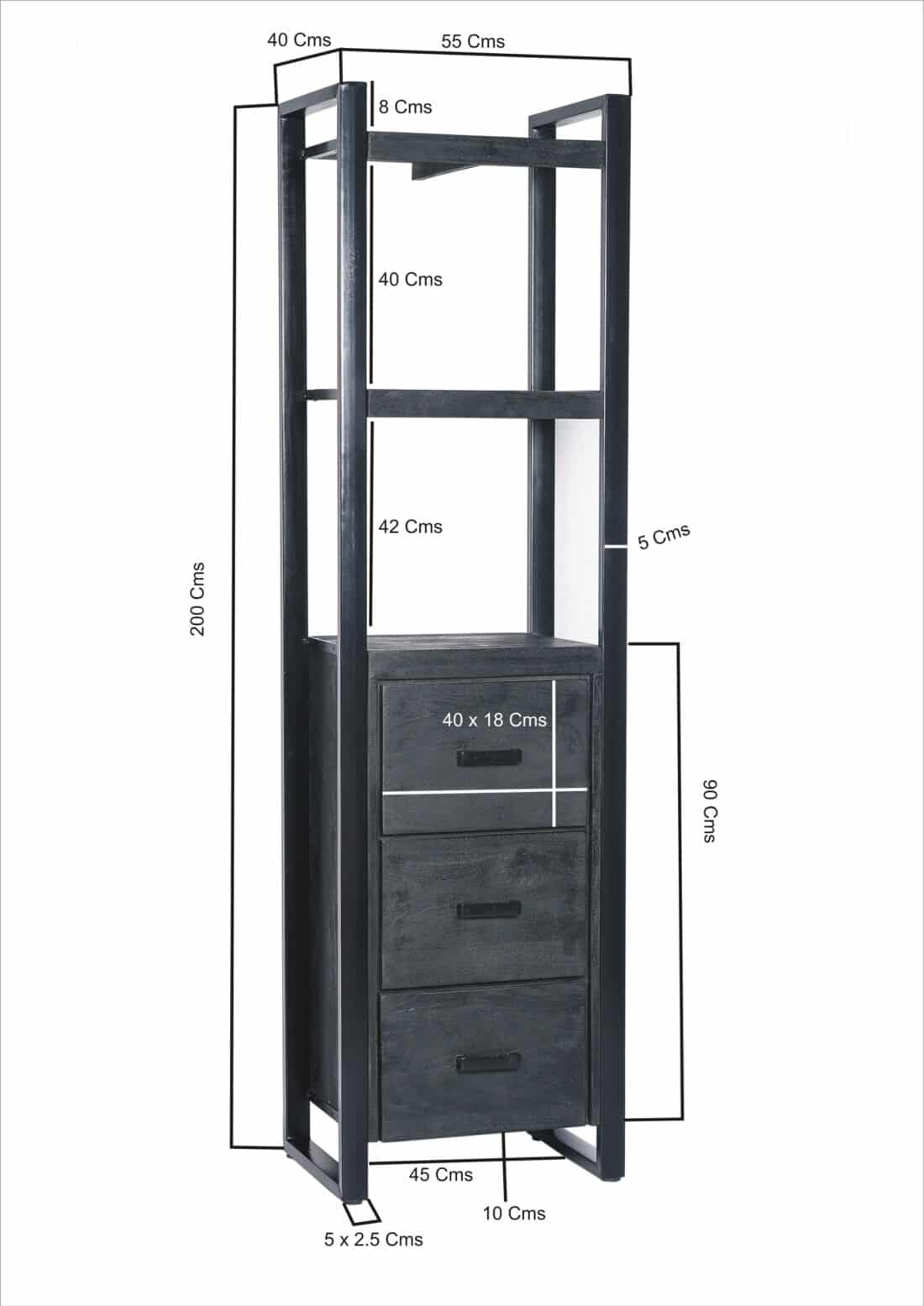 Livingfurn Boekenkasten Norris 3 Laden 55 Cm