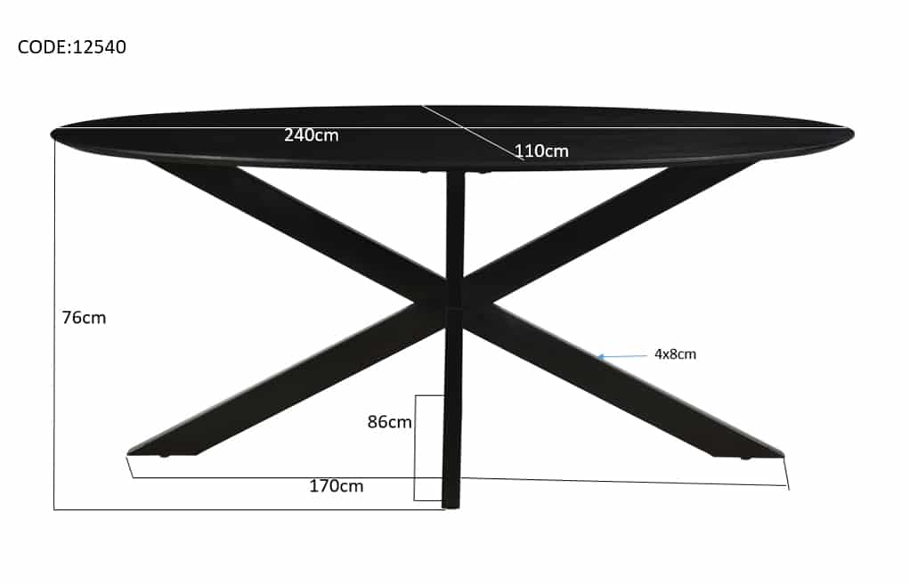 Livingfurn Eetkamertafels Oslo Black Oval 240 Cm