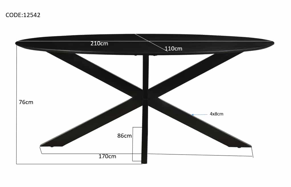 Livingfurn Eetkamertafels Oslo Black Oval 210 Cm