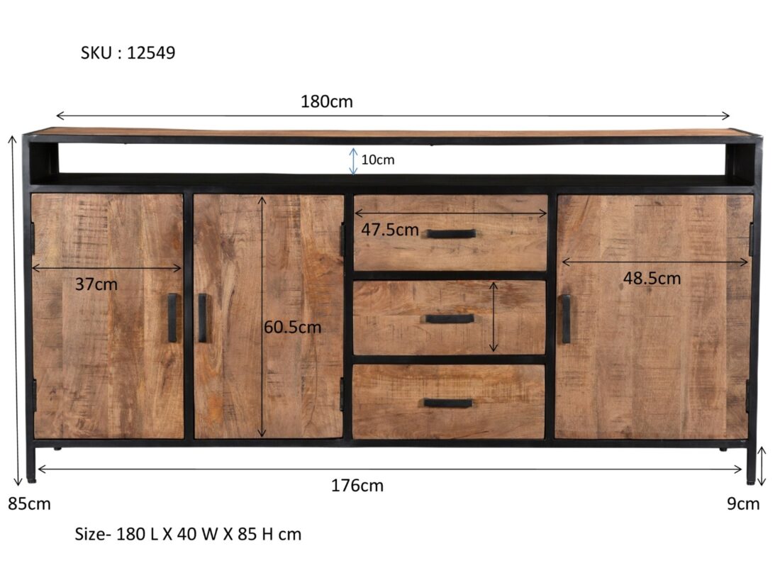 Livingfurn Dressoirs Sturdy Open 180 Cm