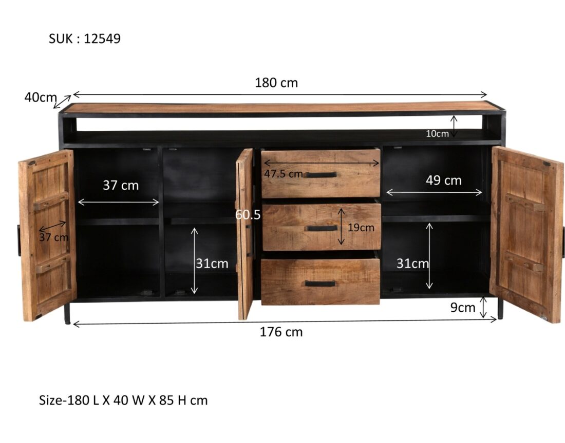 Livingfurn Dressoirs Sturdy Open 180 Cm