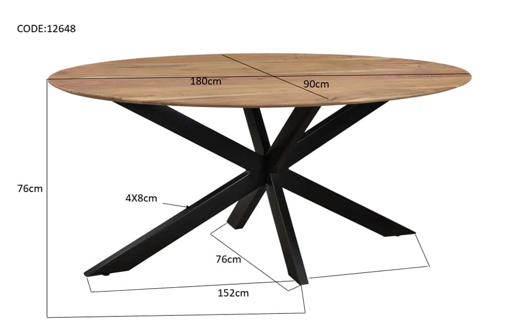 Livingfurn Eetkamertafels Oslo Oval Acasia 180cm
