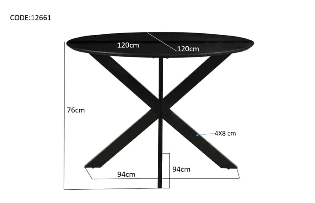 Livingfurn Eetkamertafels Oslo Round Black 120 Cm