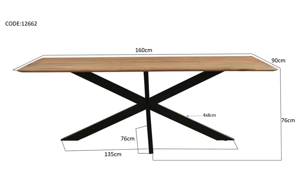 Livingfurn Eetkamertafels Oslo Spider Acasia 160 Cm