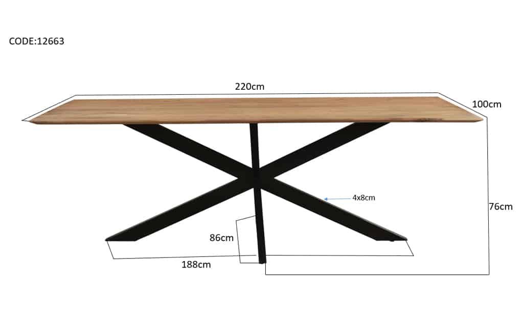 Livingfurn Eetkamertafels Oslo Spider Acasia 220 Cm