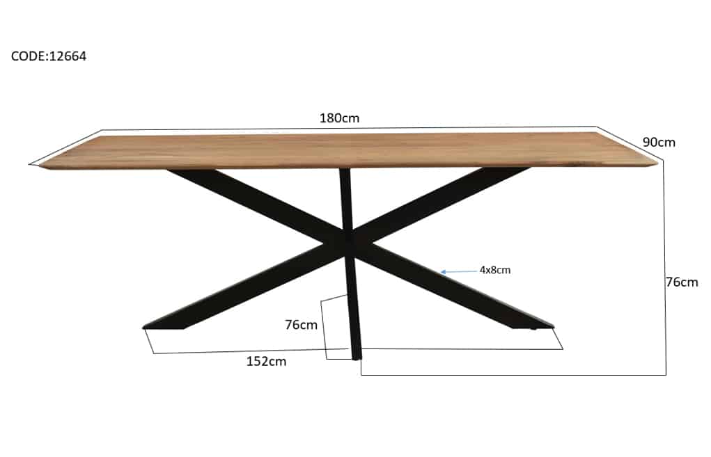 Livingfurn Eetkamertafels Oslo Spider Acasia 180 Cm