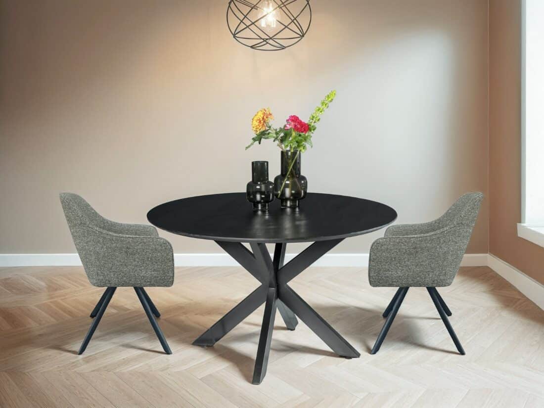 Livingfurn Eetkamertafels Oslo Black Round 130 Cm