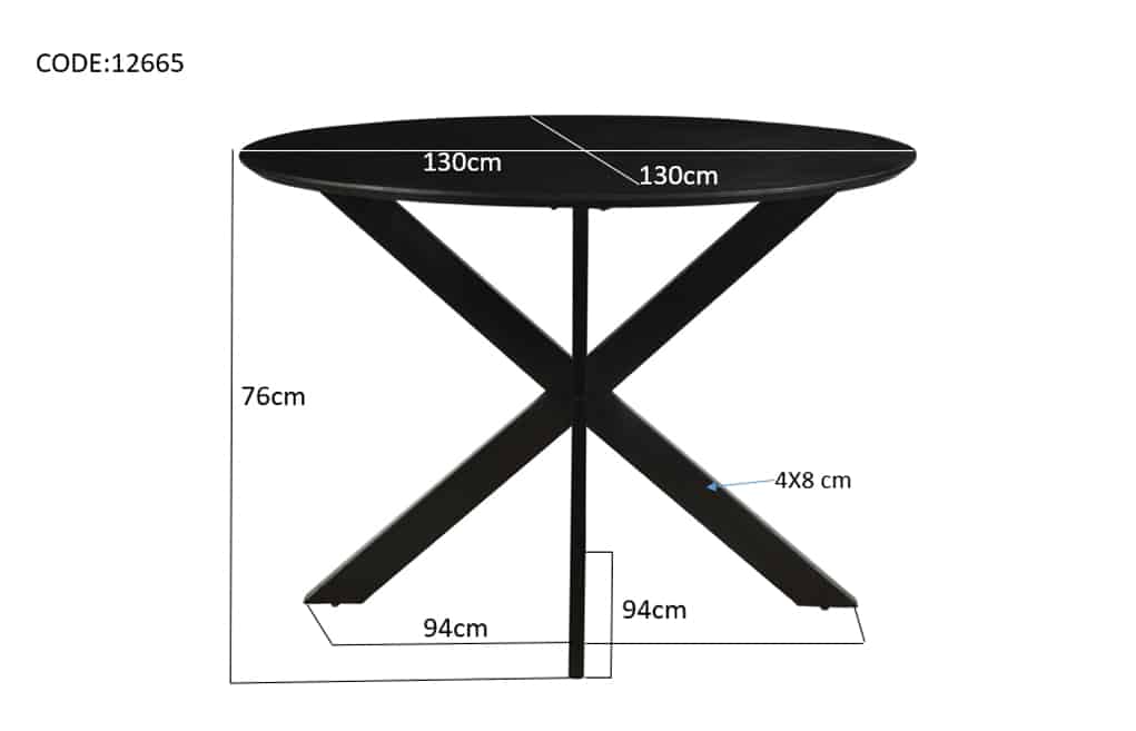 Livingfurn Eetkamertafels Oslo Black Round 130 Cm