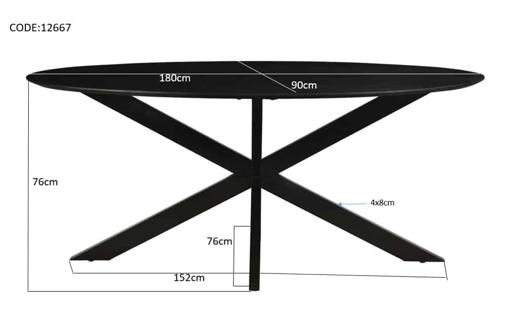 Livingfurn Eetkamertafels Oslo Oval Black 180 Cm