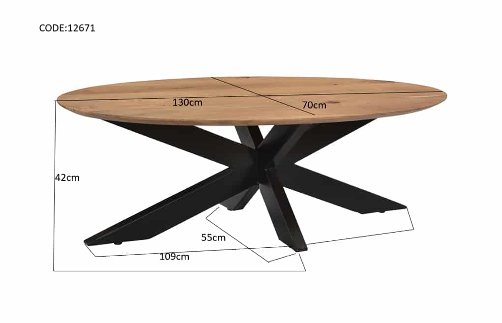 Livingfurn Salontafels Oslo Oval Acasia 130 Cm