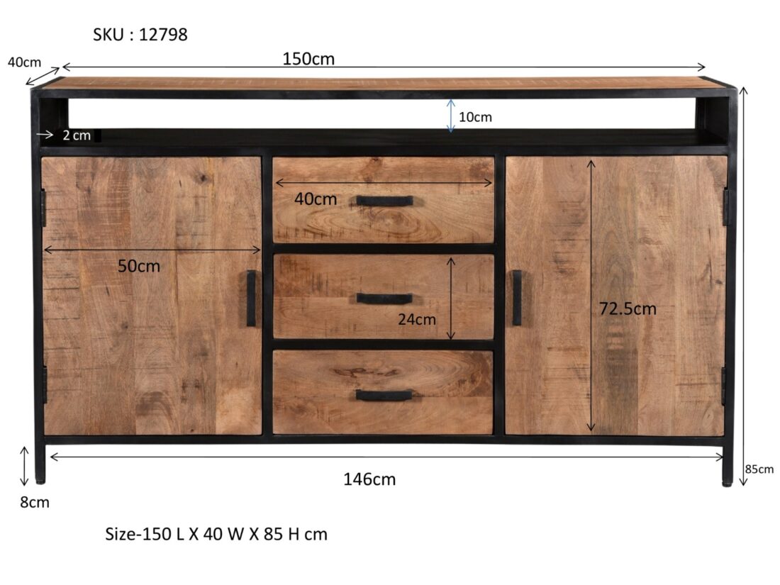Livingfurn Dressoirs Sturdy Open 150 Cm