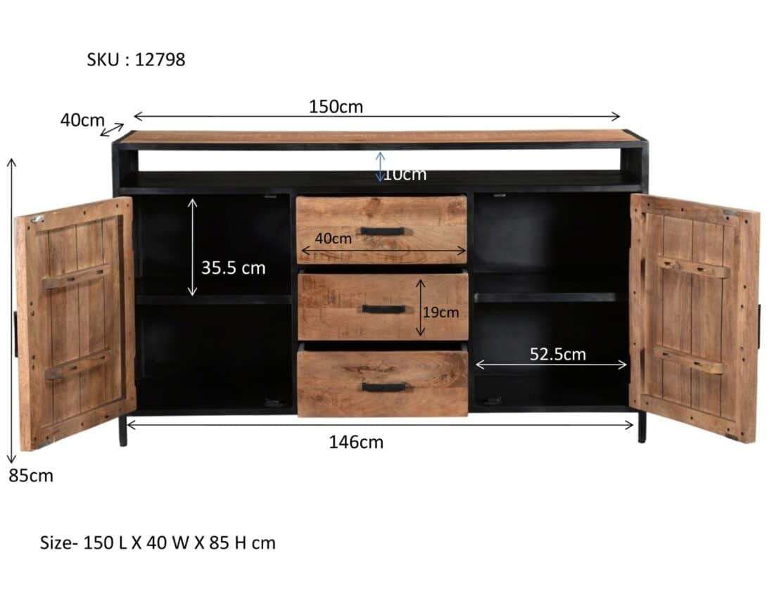 Livingfurn Dressoirs Sturdy Open 150 Cm