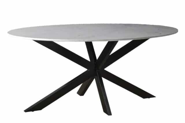 Livingfurn Eetkamertafels Marble Oval Spider White 180cm