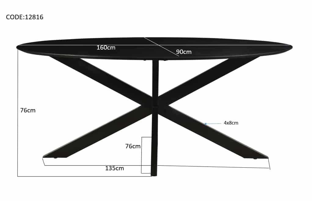 Livingfurn Eetkamertafels Oslo Oval Black 160 Cm